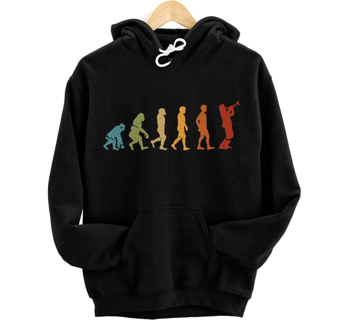 Trumpet Evolution Retro Trumpeter Marching Band Gift Pullover Hoodie