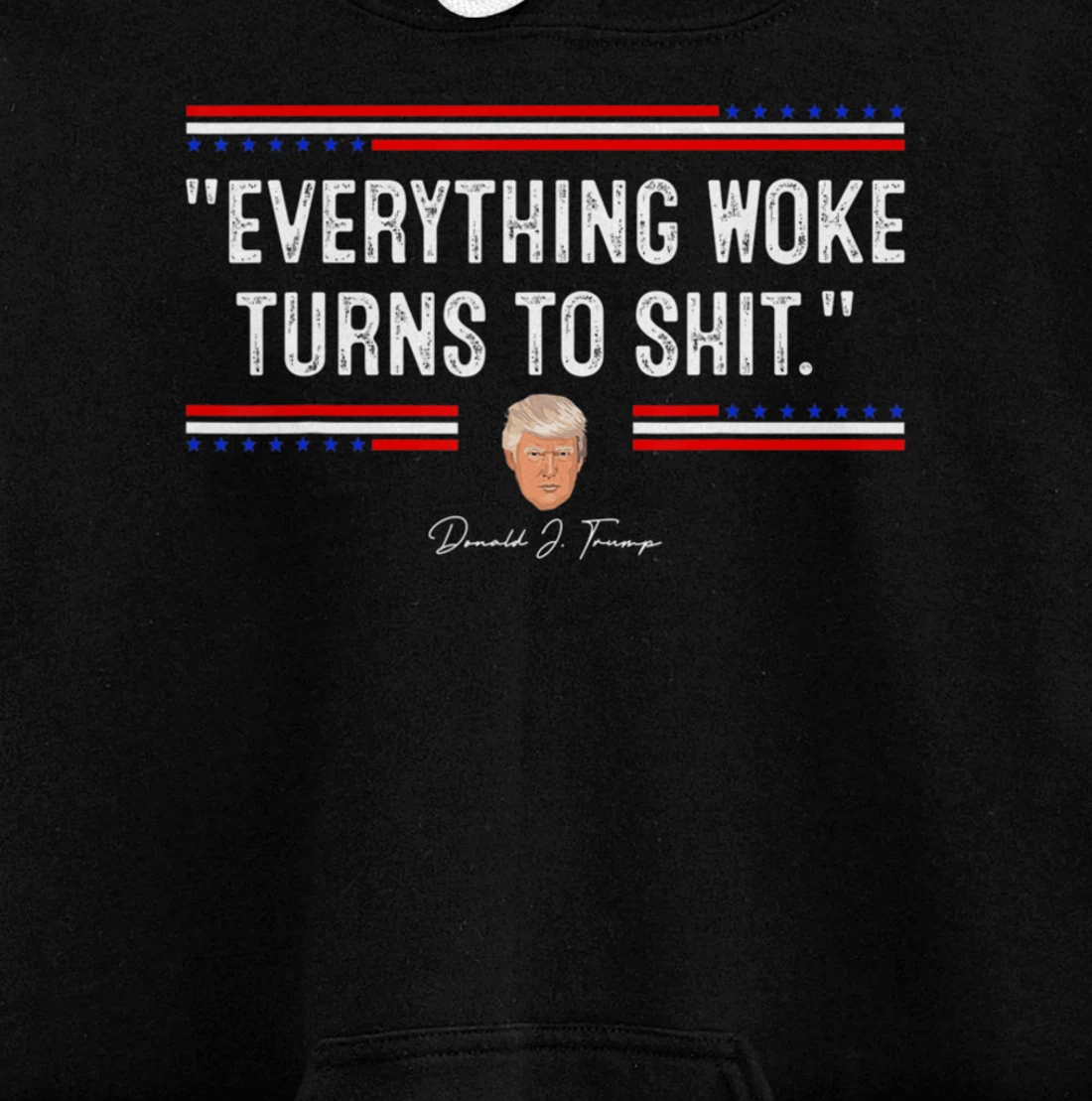 Funny Trump "Everything Woke Turns to Shit" Political Pullover Hoodie