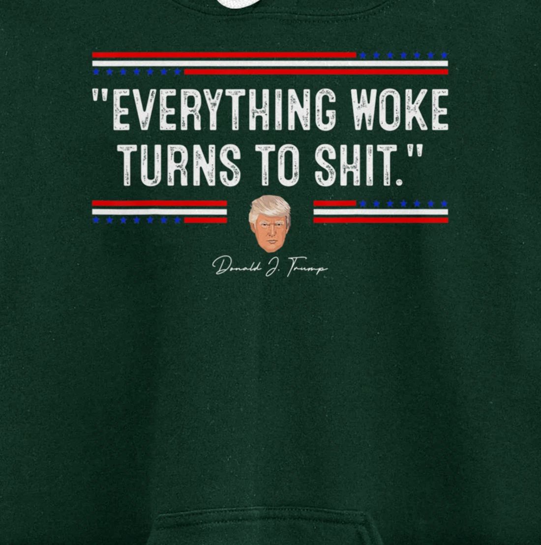 Funny Trump "Everything Woke Turns to Shit" Political Pullover Hoodie