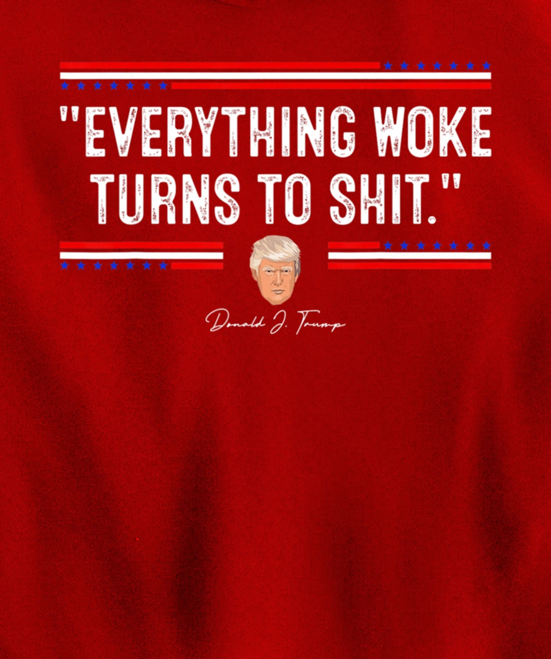 Funny Trump "Everything Woke Turns to Shit" Political Pullover Hoodie
