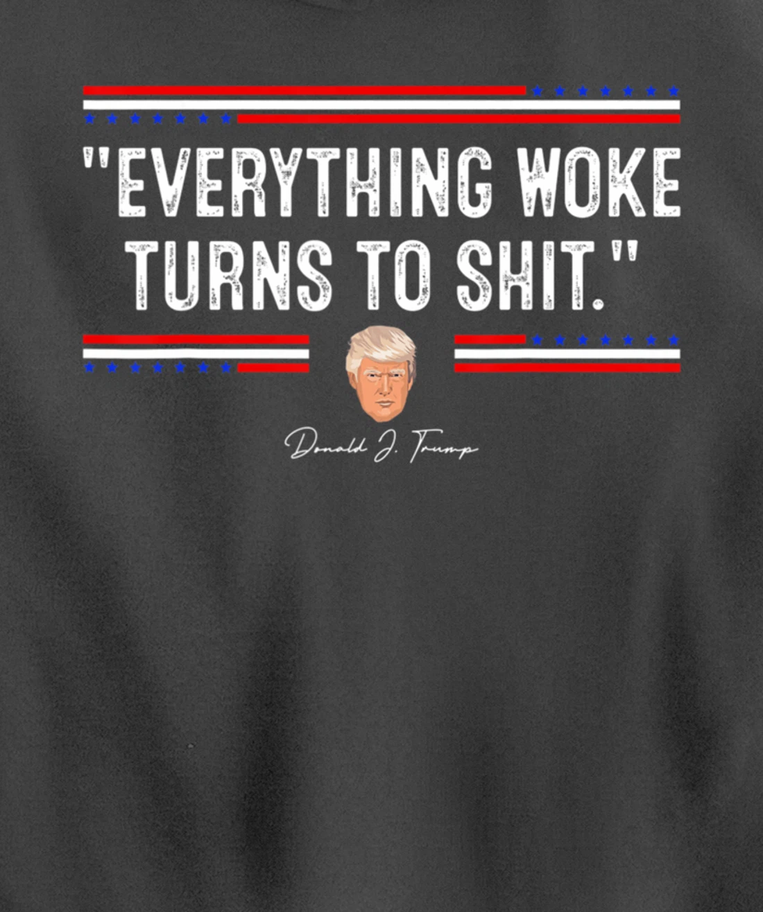 Funny Trump "Everything Woke Turns to Shit" Political Pullover Hoodie