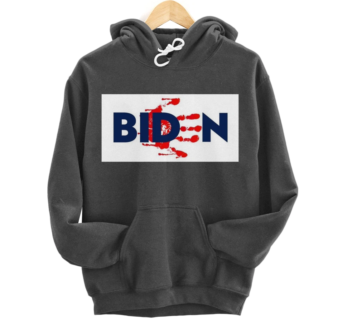 Bold Block Blood On His Hands Biden BringTrumpBack Trending Pullover Hoodie