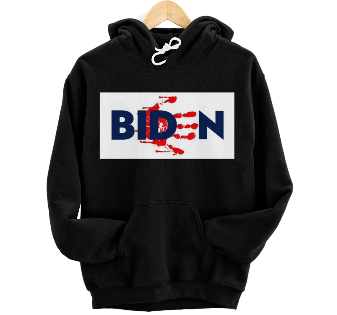 Bold Block Blood On His Hands Biden BringTrumpBack Trending Pullover Hoodie