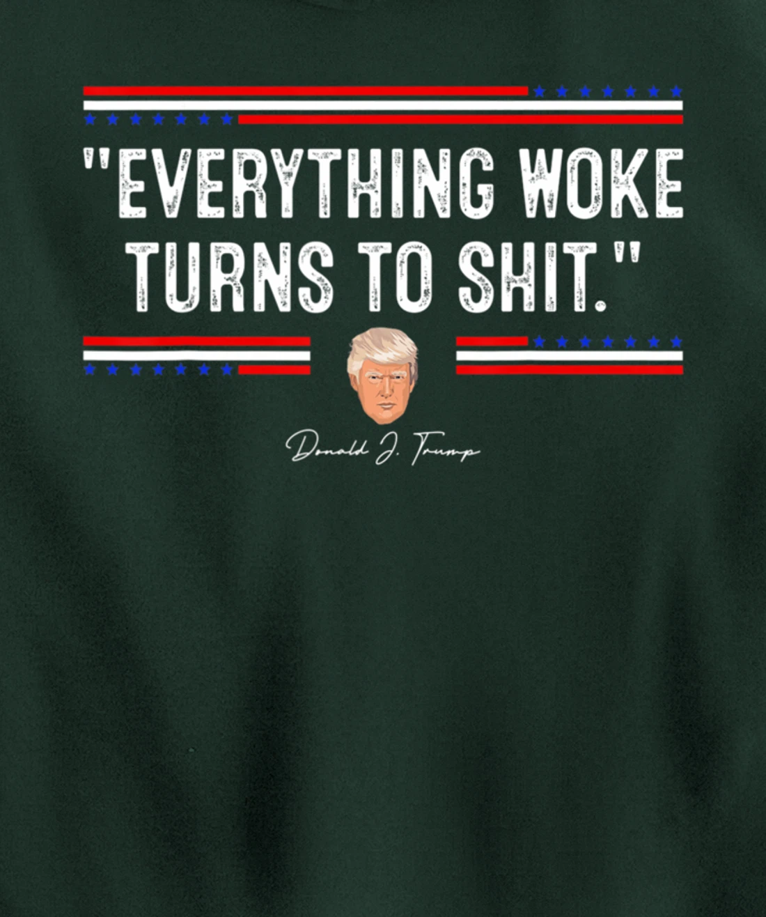 Funny Trump "Everything Woke Turns to Shit" Political Pullover Hoodie