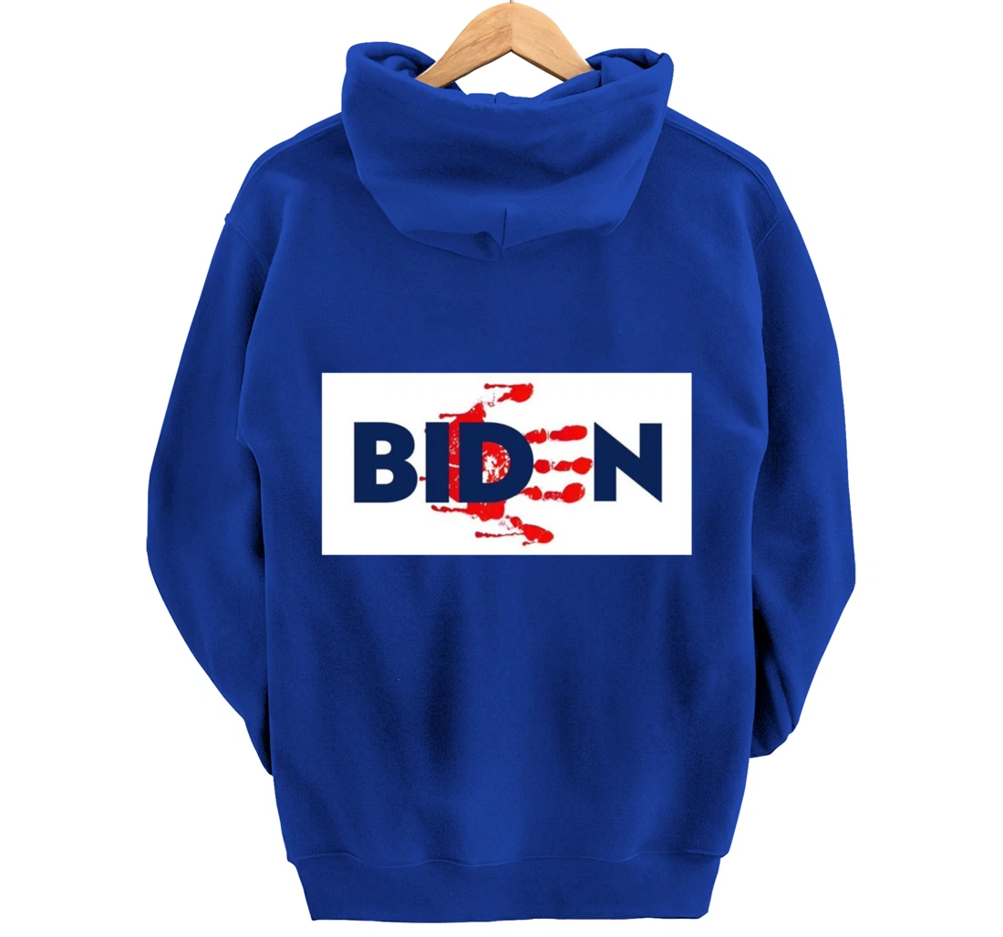 Bold Block Blood On His Hands Biden BringTrumpBack Trending Pullover Hoodie