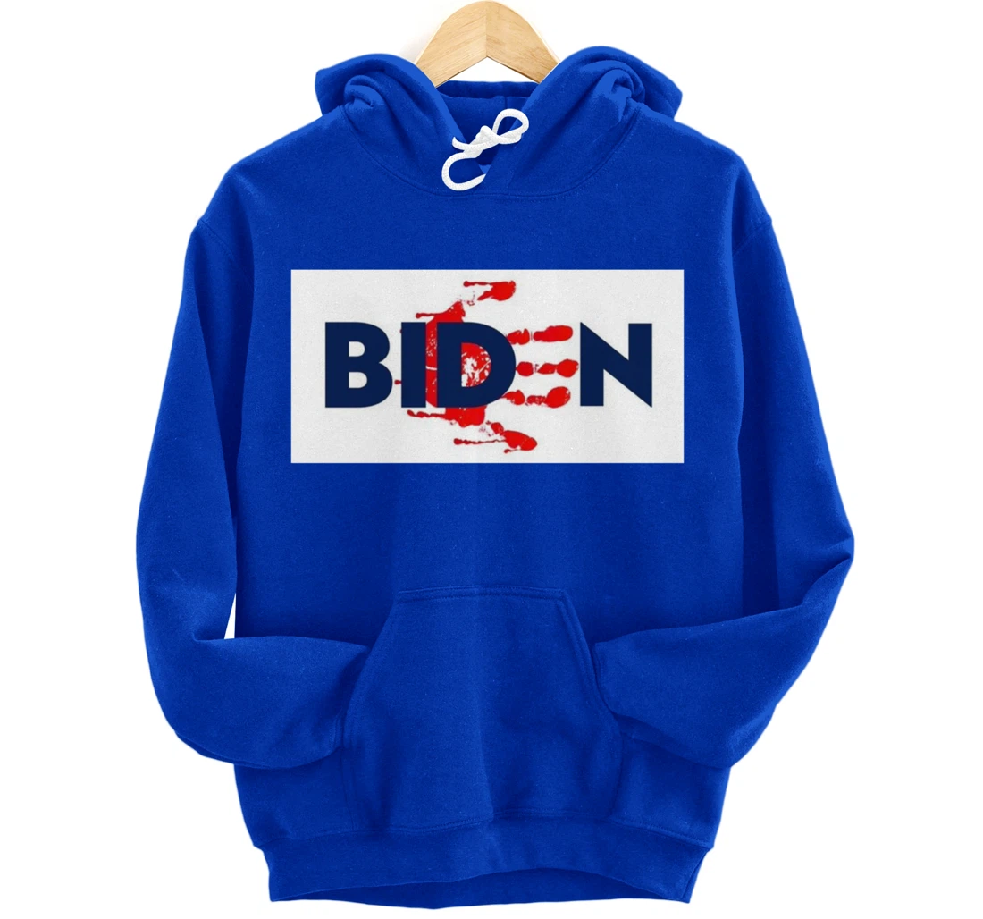 Bold Block Blood On His Hands Biden BringTrumpBack Trending Pullover Hoodie