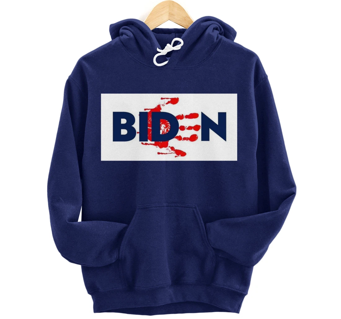 Bold Block Blood On His Hands Biden BringTrumpBack Trending Pullover Hoodie