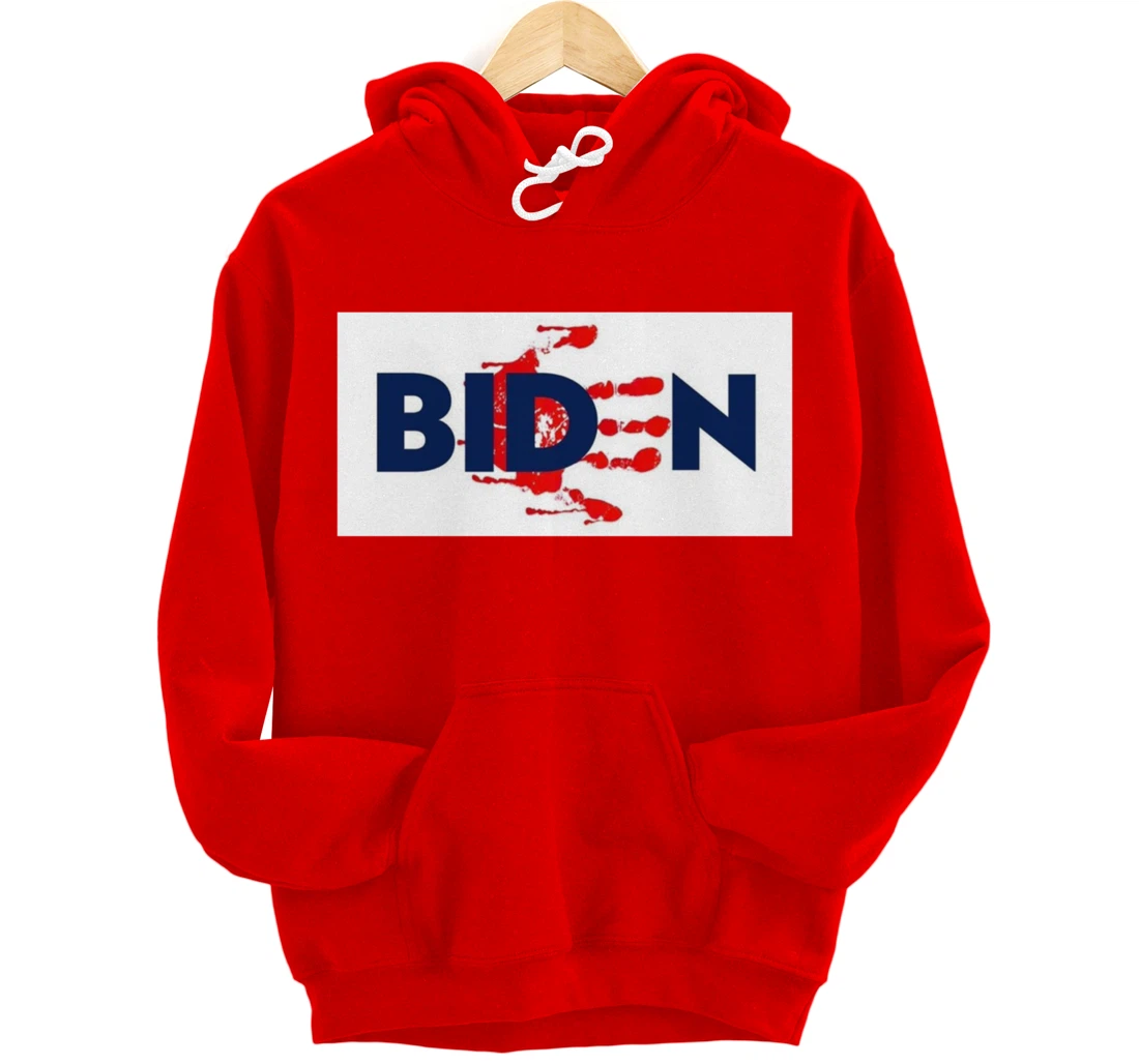 Bold Block Blood On His Hands Biden BringTrumpBack Trending Pullover Hoodie