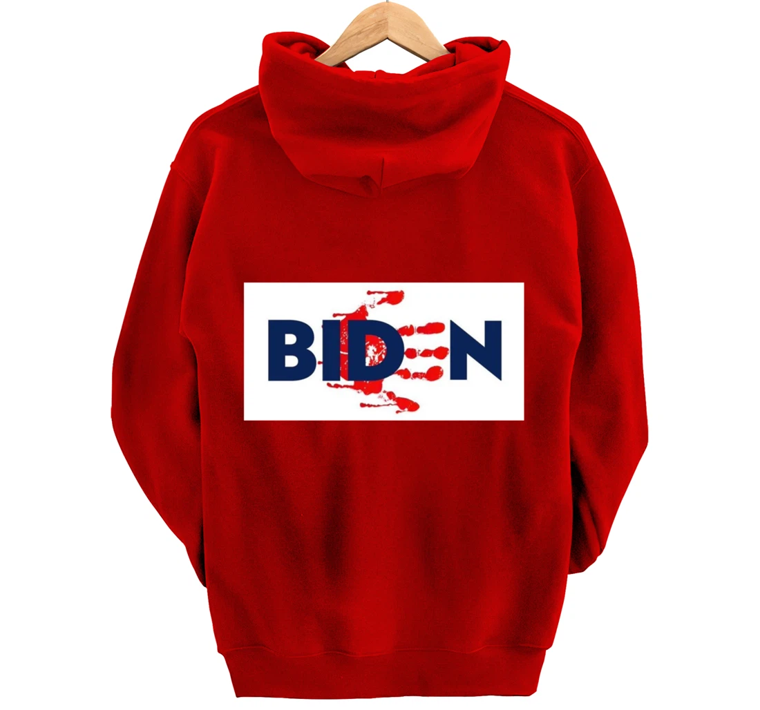 Bold Block Blood On His Hands Biden BringTrumpBack Trending Pullover Hoodie