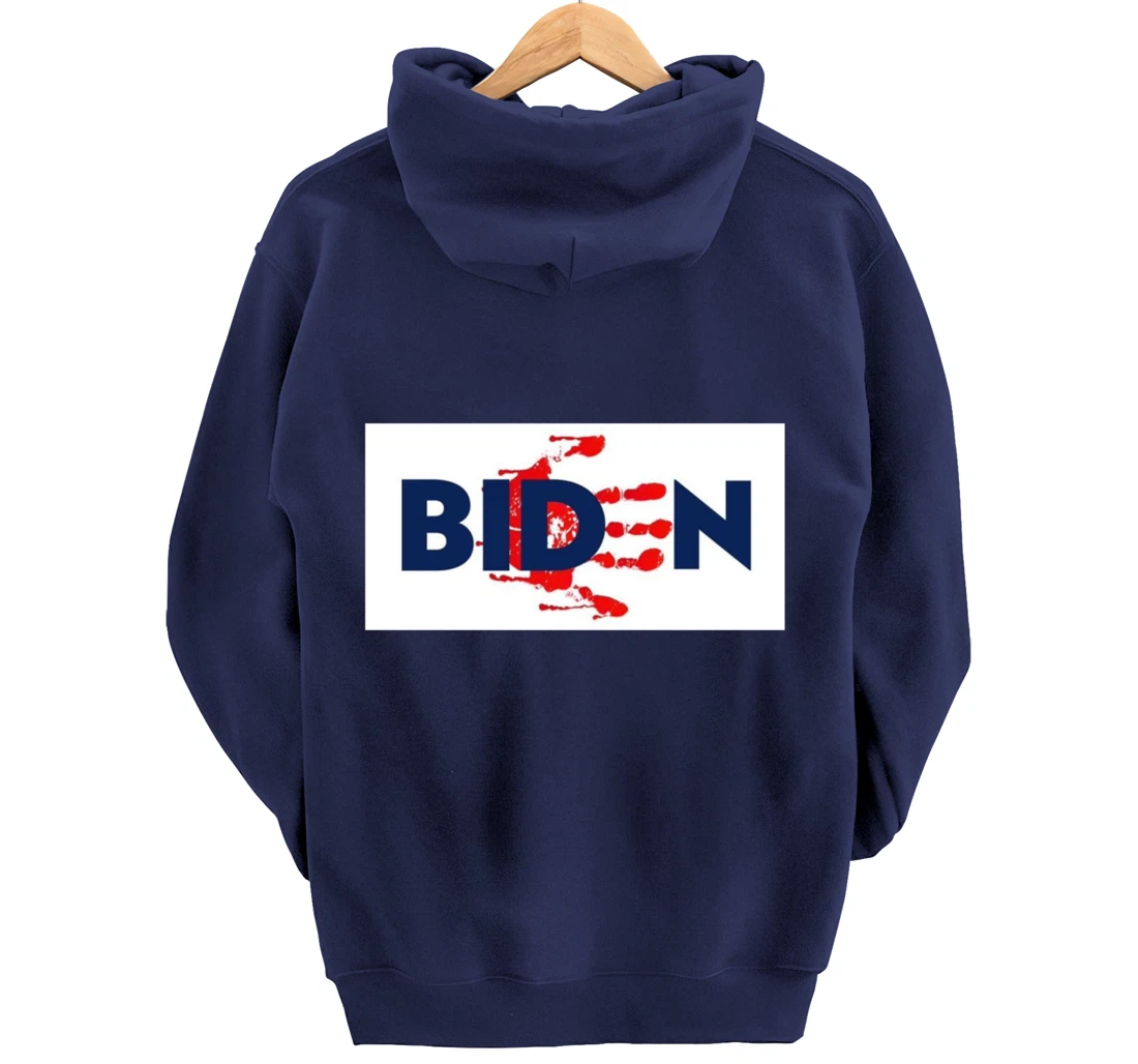 Bold Block Blood On His Hands Biden BringTrumpBack Trending Pullover Hoodie