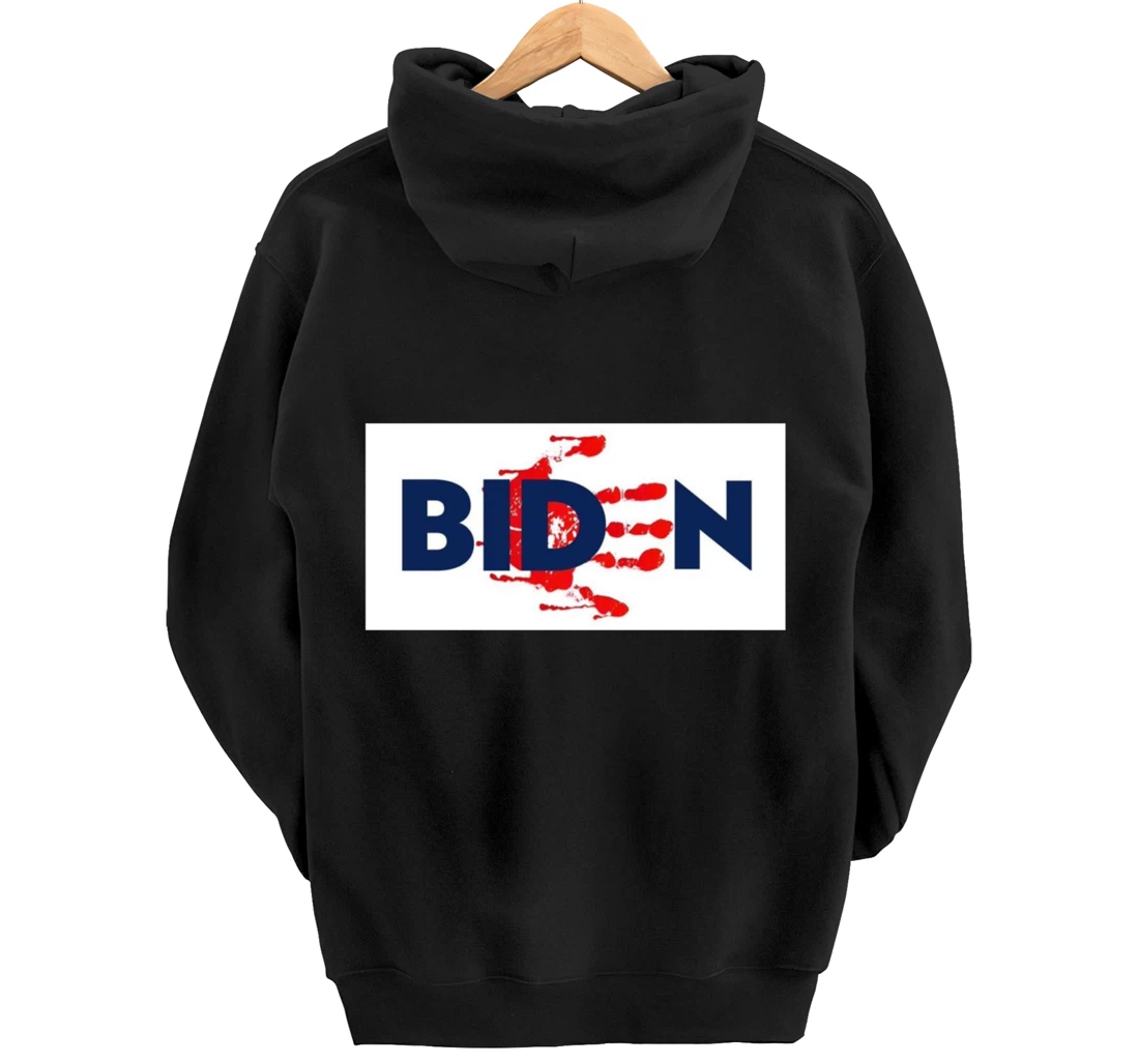 Bold Block Blood On His Hands Biden BringTrumpBack Trending Pullover Hoodie