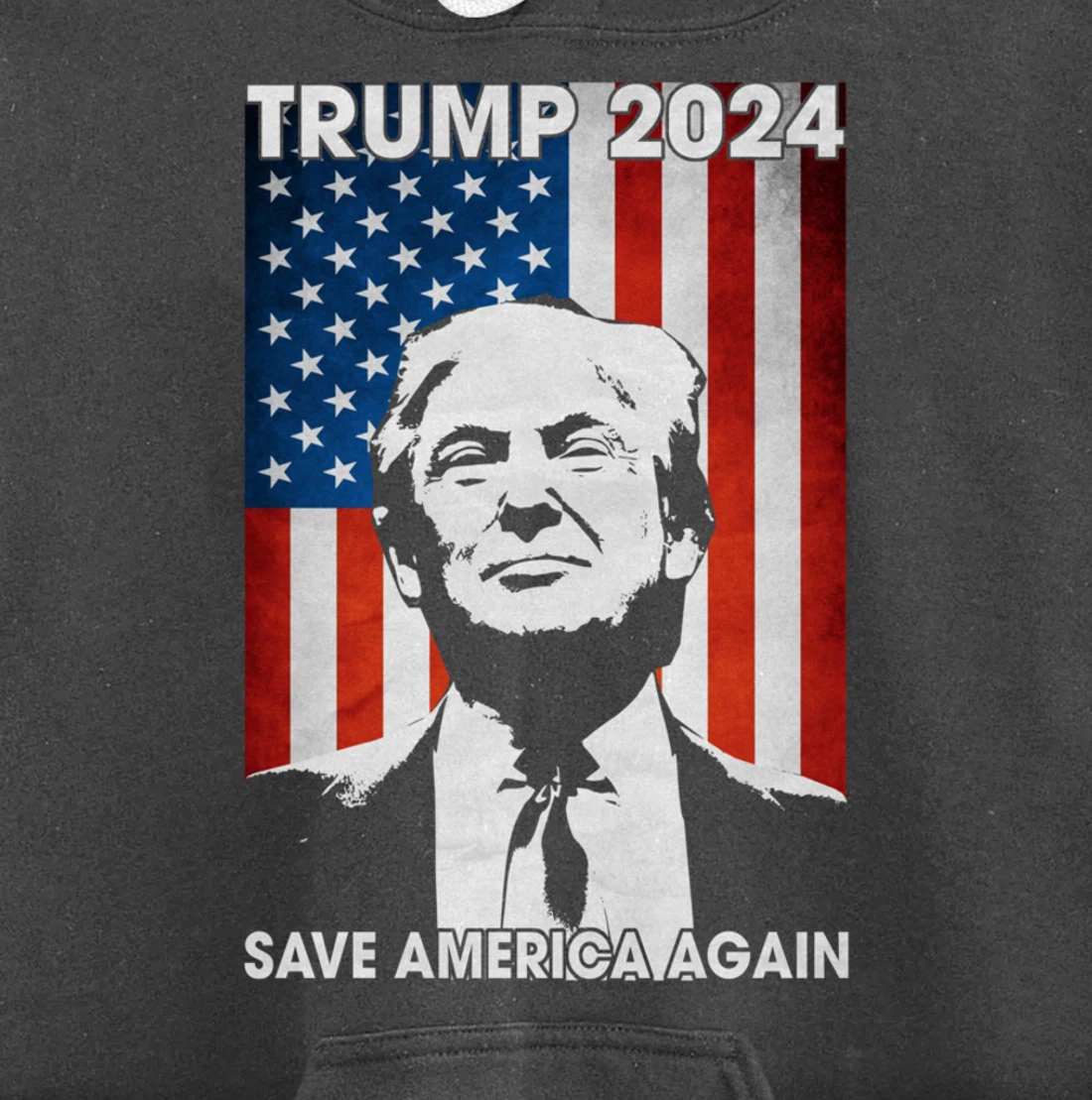 American Flag Trump 2024 Save America Again Patriotic Pullover Hoodie