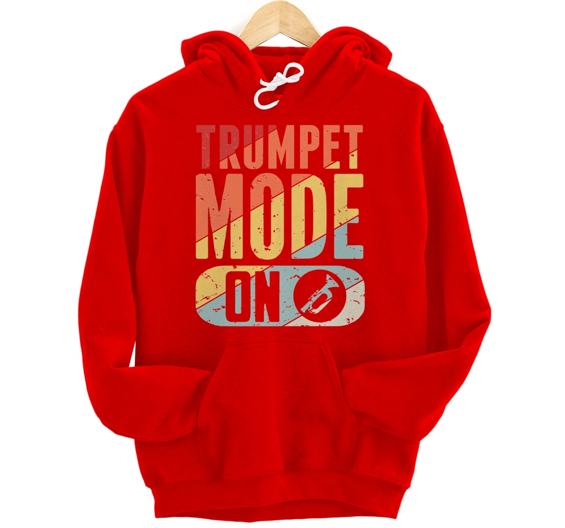 Trumpet Mode Marching Band On Vintage Distressed Pullover Hoodie