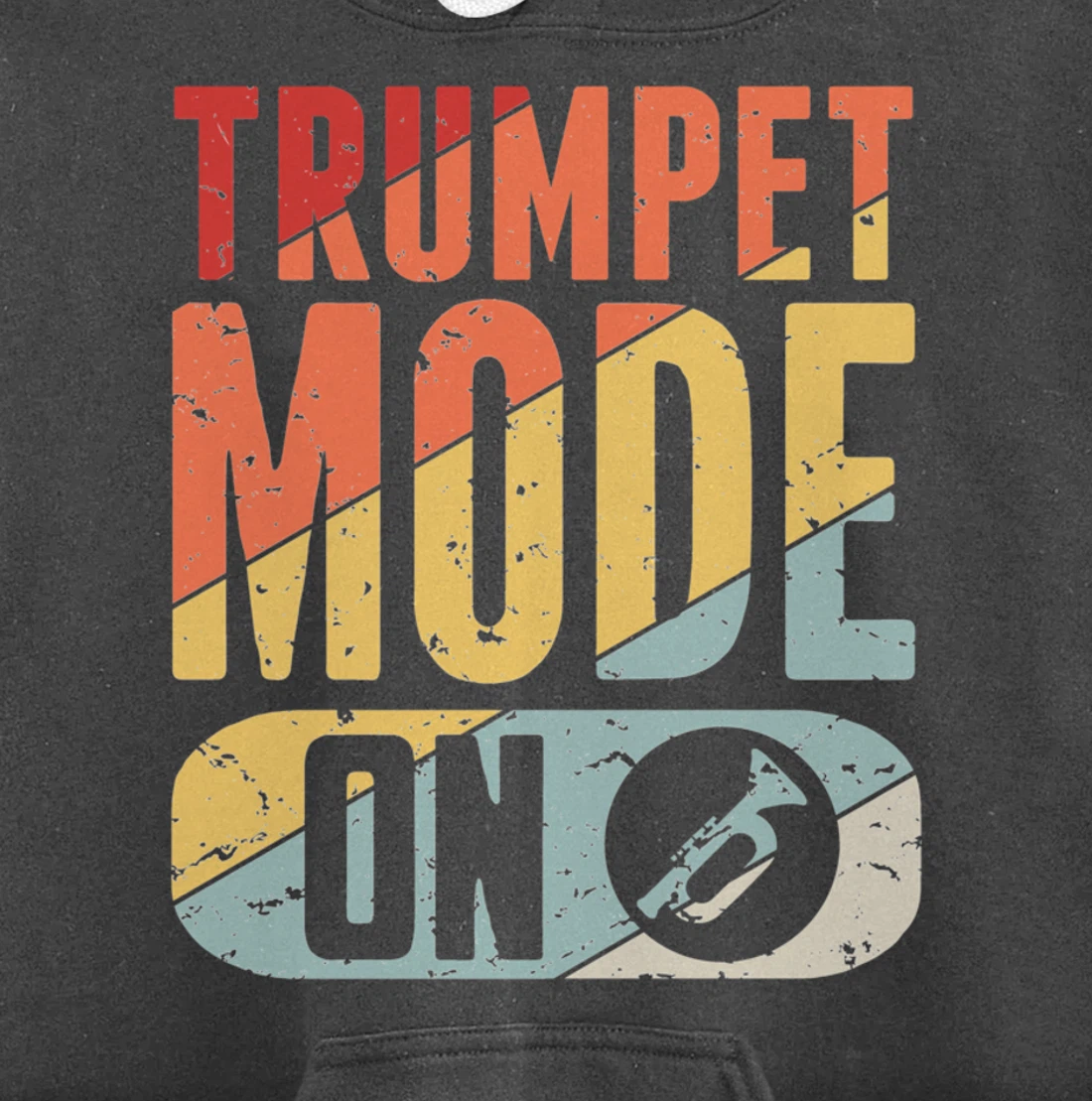 Trumpet Mode Marching Band On Vintage Distressed Pullover Hoodie
