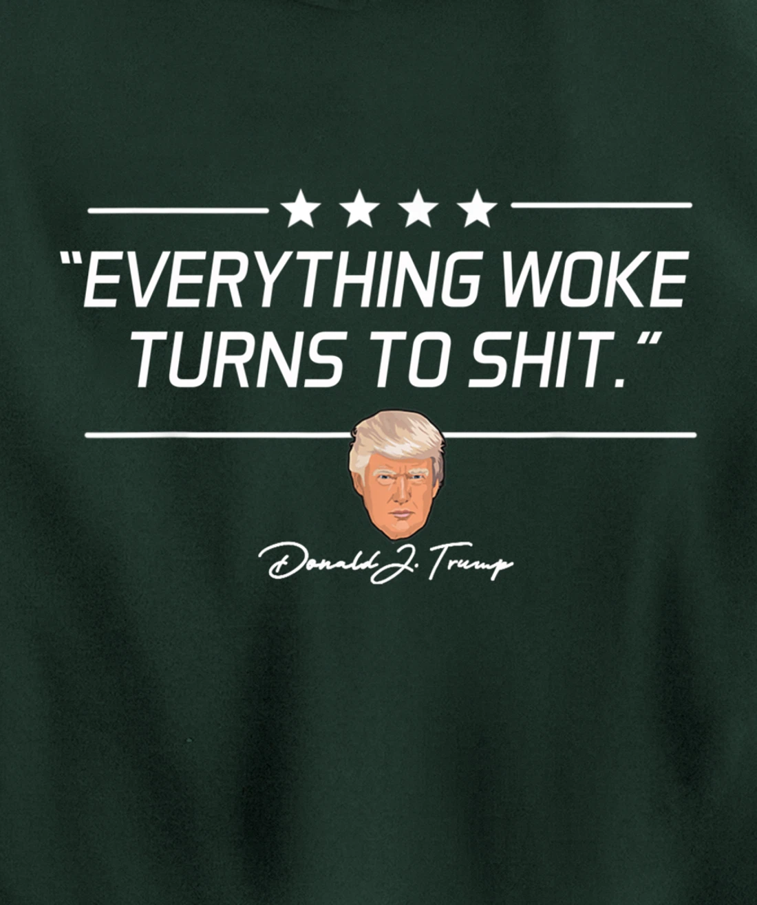 Funny Trump "Everything Woke Turns to Shit" Political Gift Pullover Hoodie