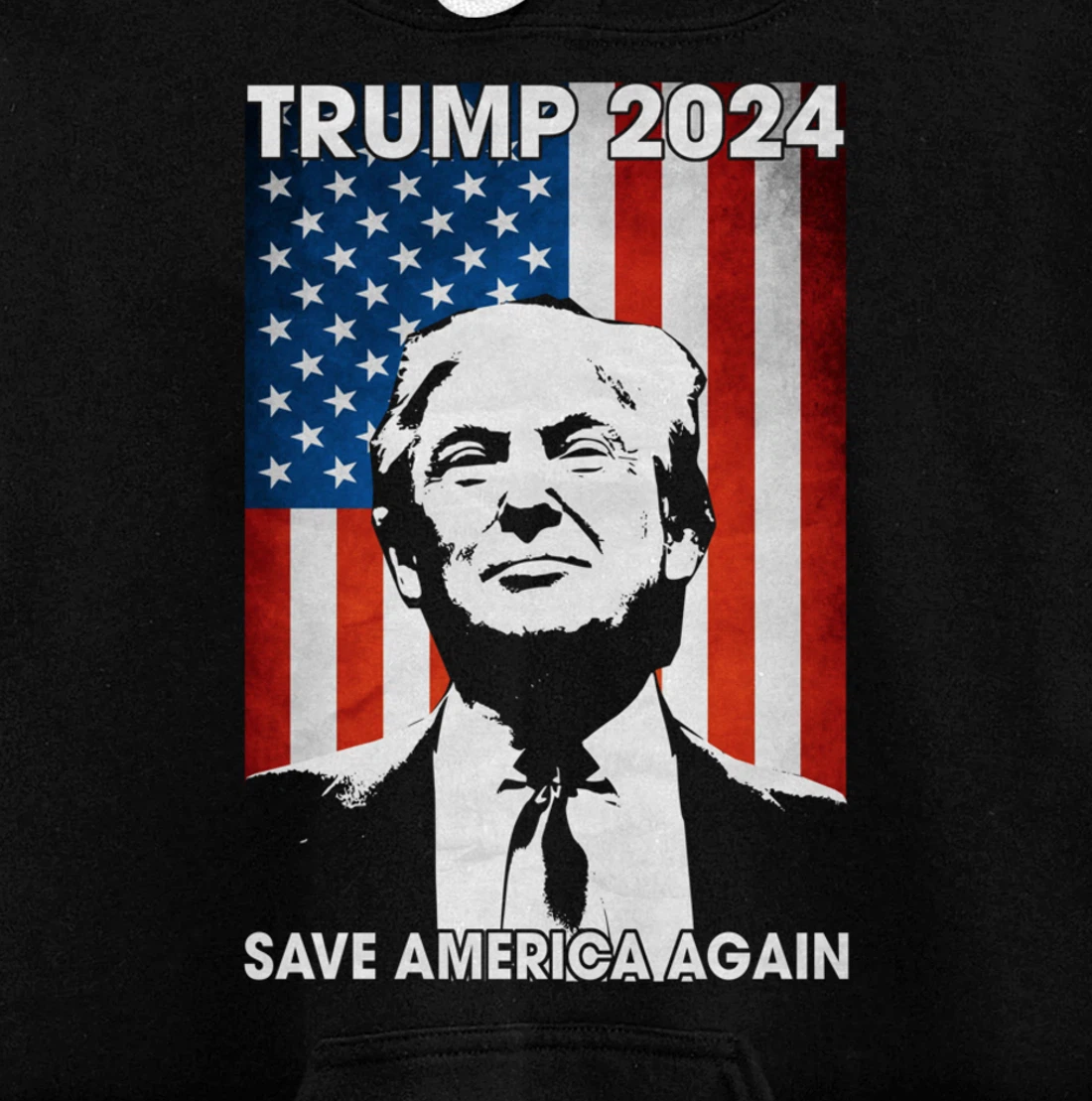American Flag Trump 2024 Save America Again Patriotic Pullover Hoodie