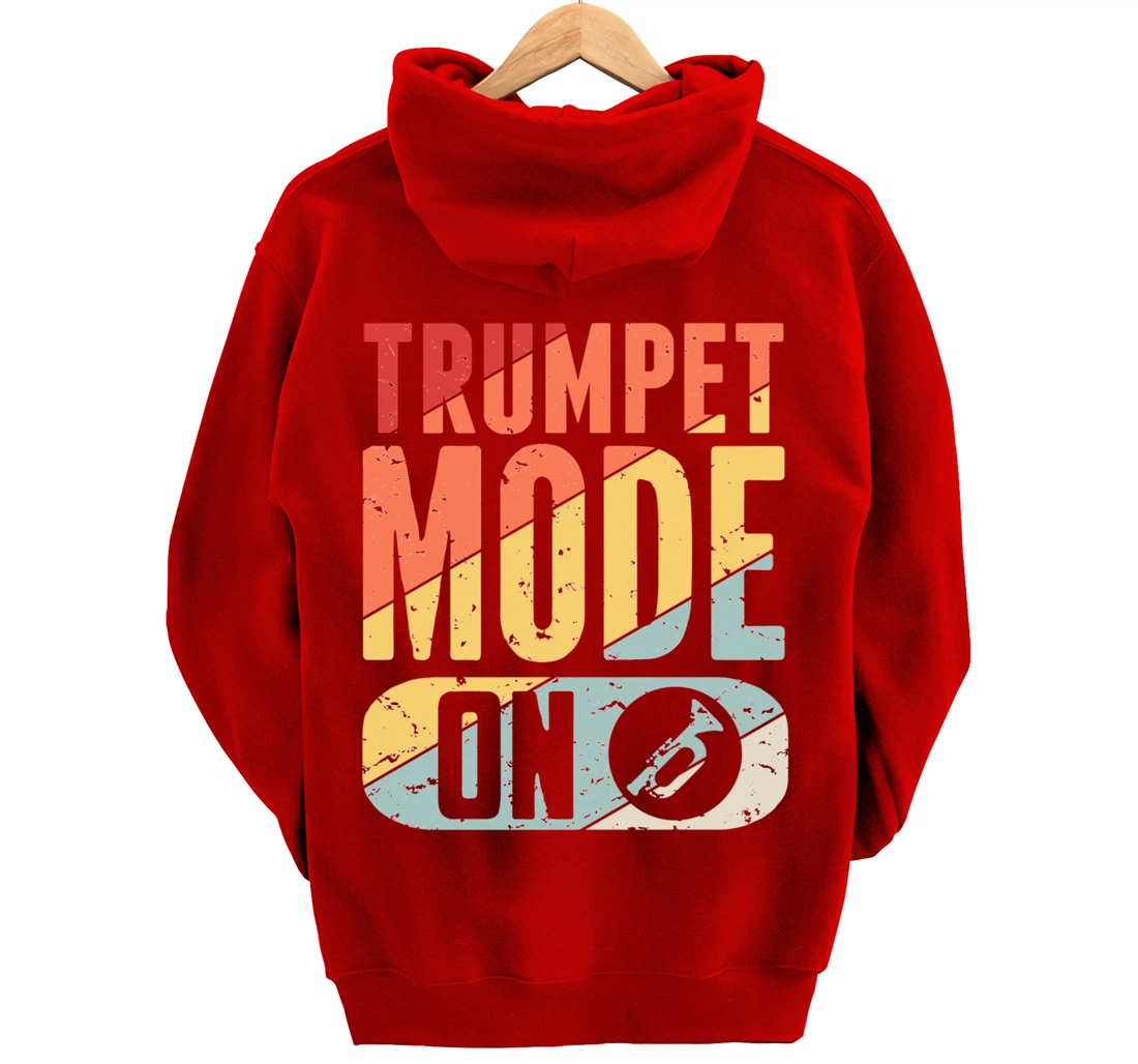 Trumpet Mode Marching Band On Vintage Distressed Pullover Hoodie