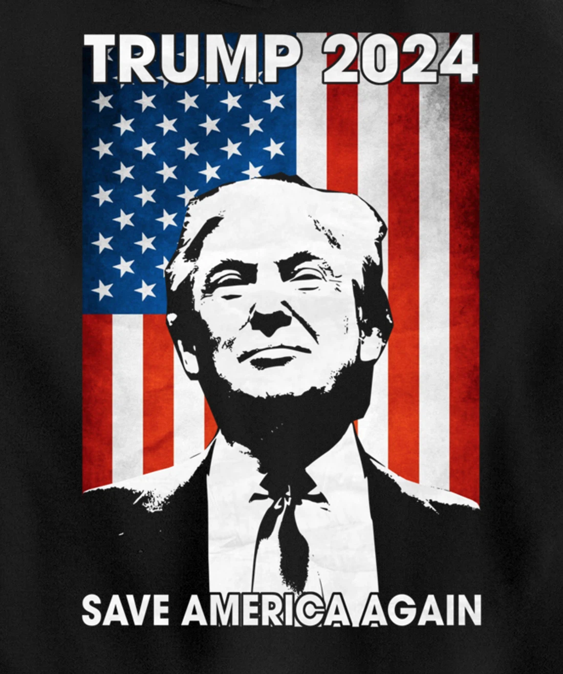 American Flag Trump 2024 Save America Again Patriotic Pullover Hoodie