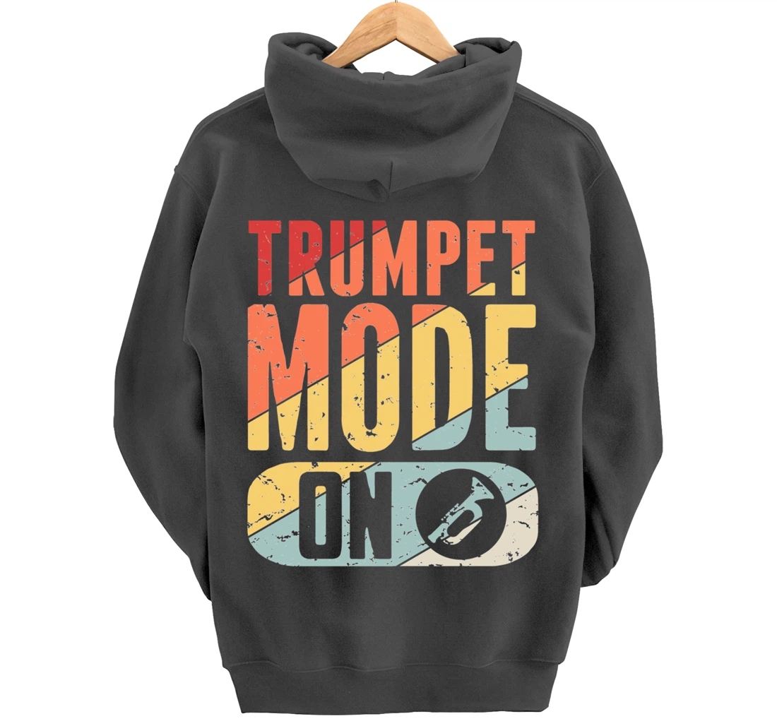 Trumpet Mode Marching Band On Vintage Distressed Pullover Hoodie