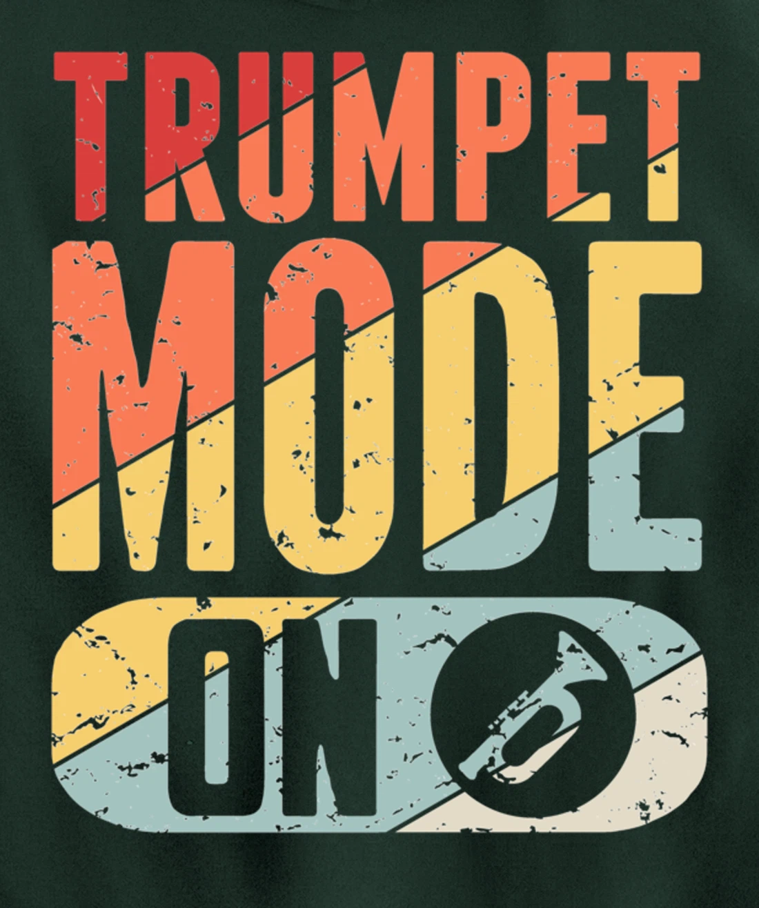 Trumpet Mode Marching Band On Vintage Distressed Pullover Hoodie
