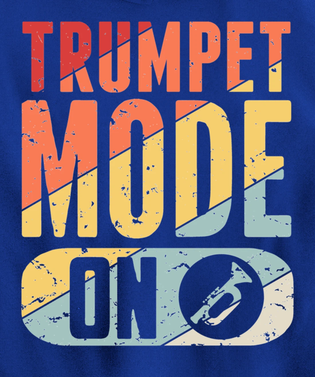 Trumpet Mode Marching Band On Vintage Distressed Pullover Hoodie