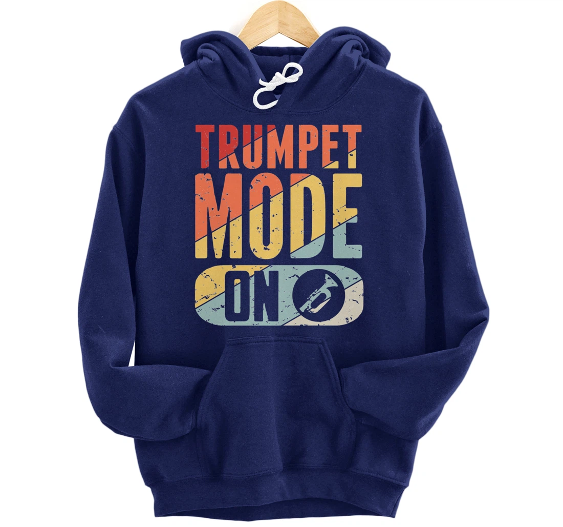 Trumpet Mode Marching Band On Vintage Distressed Pullover Hoodie