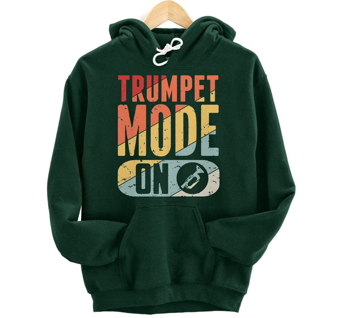 Trumpet Mode Marching Band On Vintage Distressed Pullover Hoodie