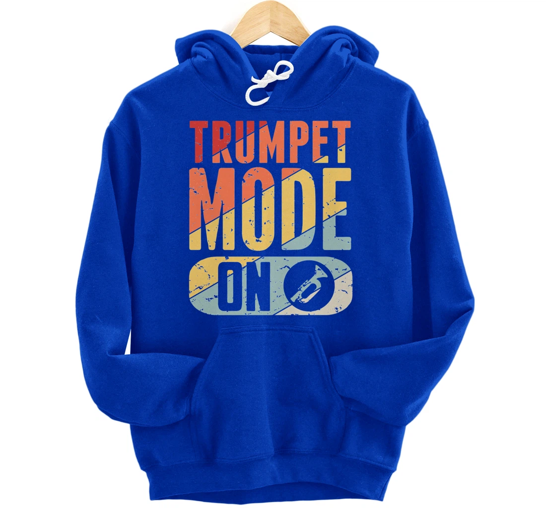 Trumpet Mode Marching Band On Vintage Distressed Pullover Hoodie