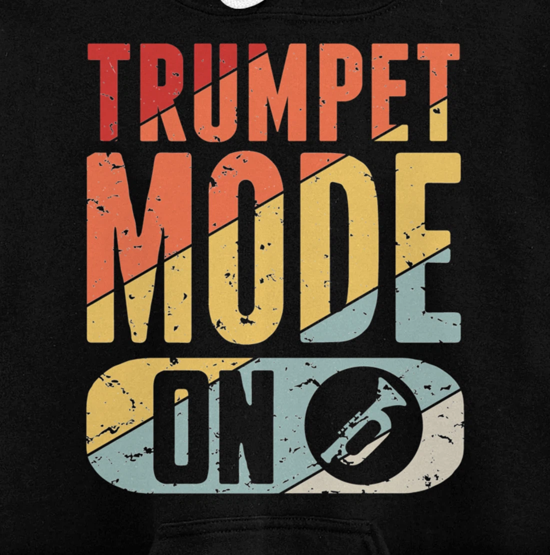 Trumpet Mode Marching Band On Vintage Distressed Pullover Hoodie
