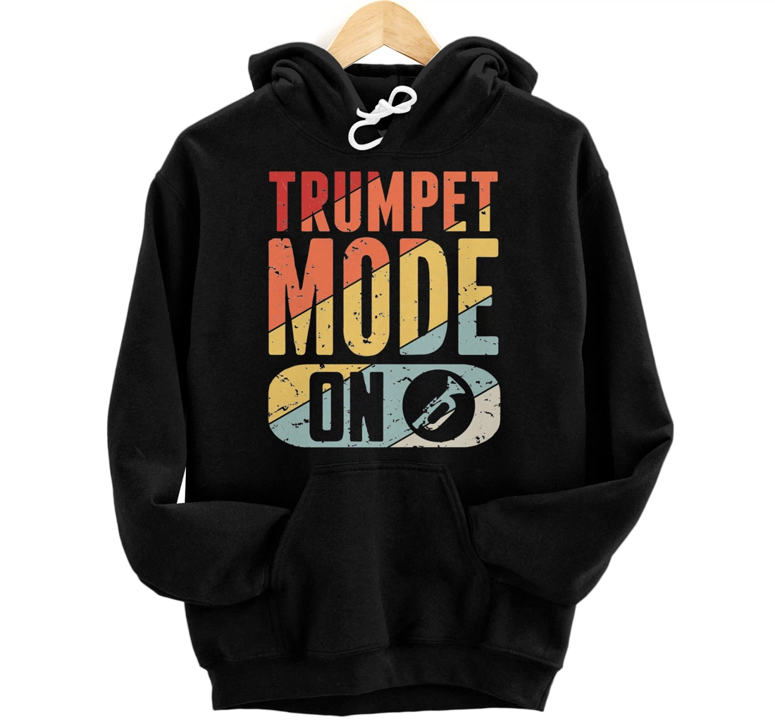 Trumpet Mode Marching Band On Vintage Distressed Pullover Hoodie