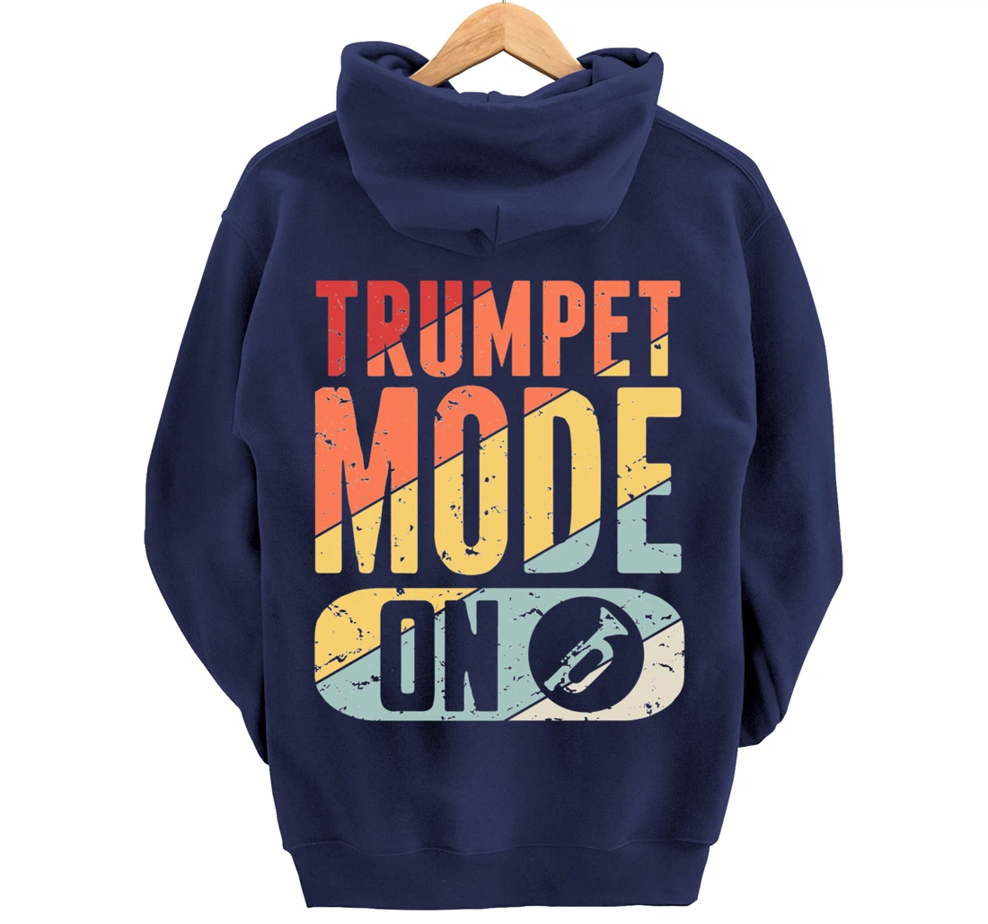 Trumpet Mode Marching Band On Vintage Distressed Pullover Hoodie