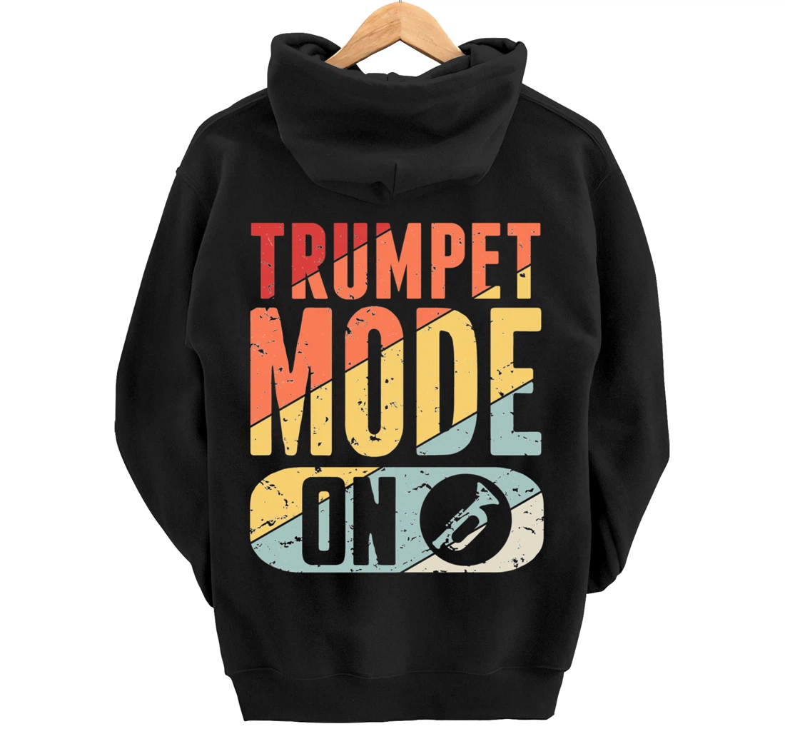 Trumpet Mode Marching Band On Vintage Distressed Pullover Hoodie
