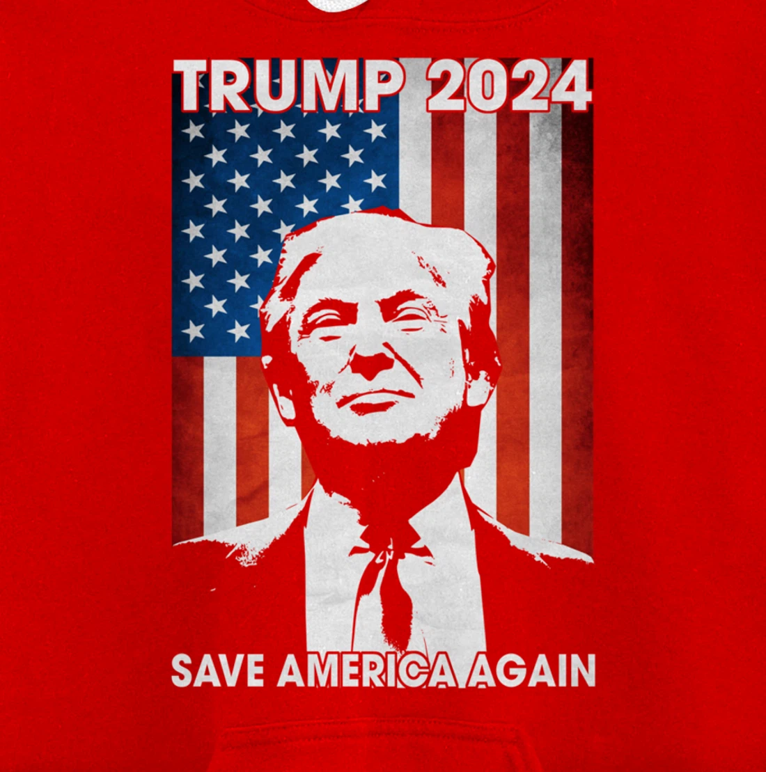 American Flag Trump 2024 Save America Again Patriotic Pullover Hoodie