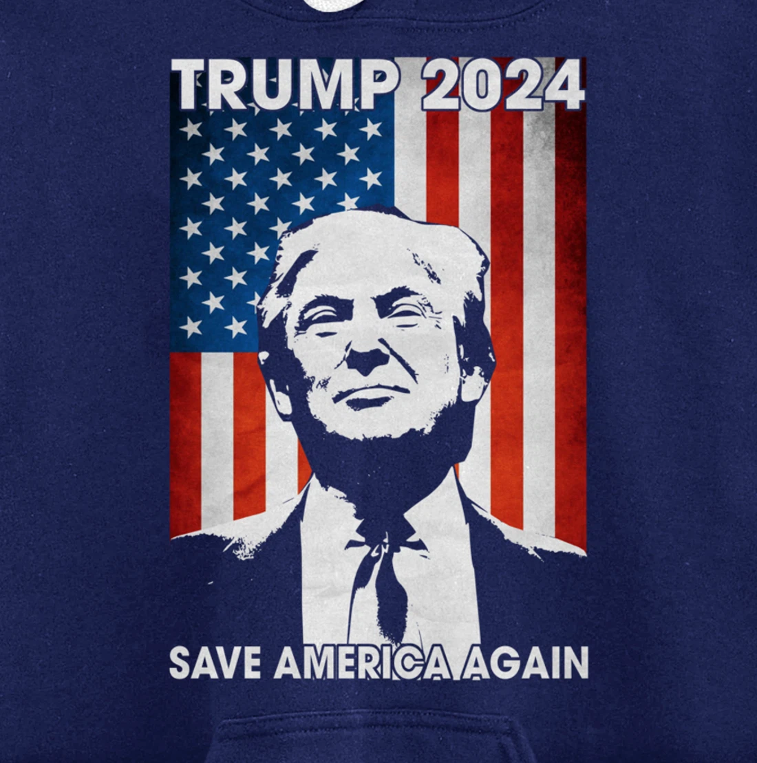American Flag Trump 2024 Save America Again Patriotic Pullover Hoodie