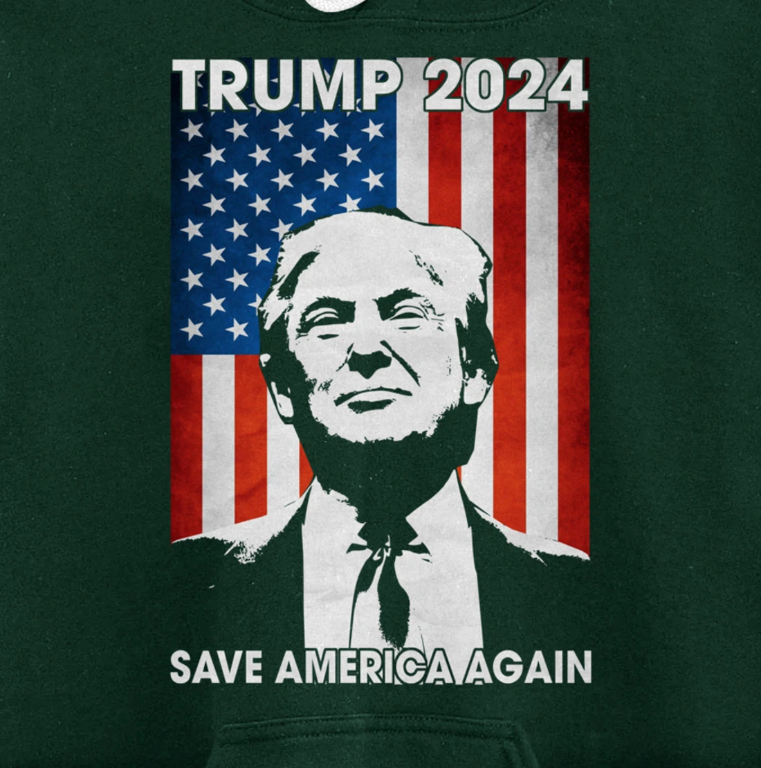 American Flag Trump 2024 Save America Again Patriotic Pullover Hoodie