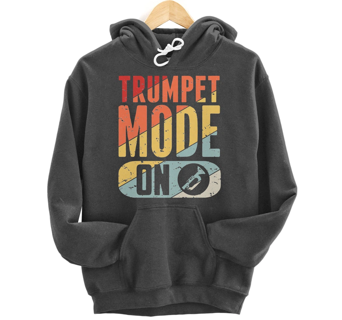 Trumpet Mode Marching Band On Vintage Distressed Pullover Hoodie