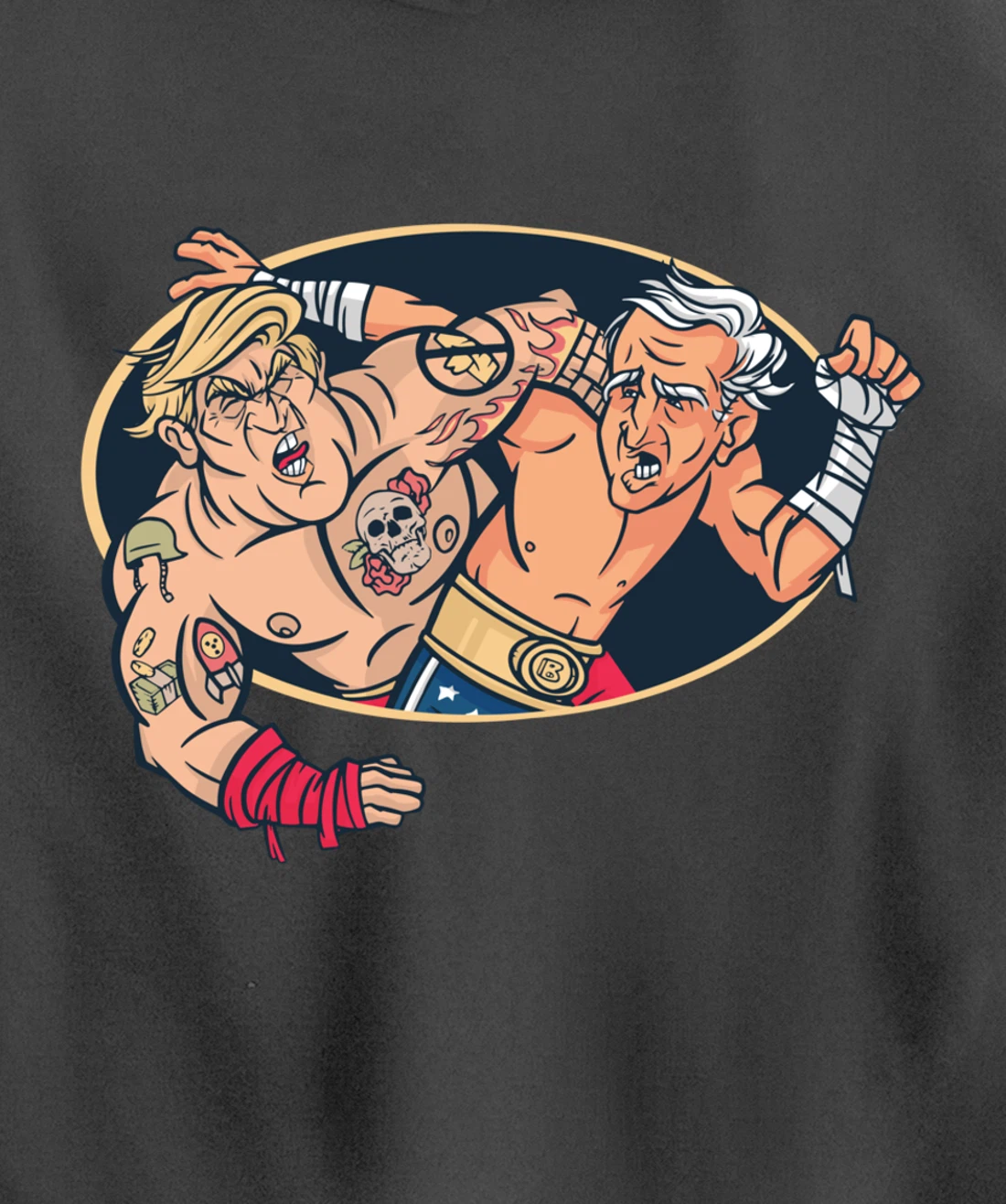 Trump Vs Biden Wrestling Pullover Hoodie