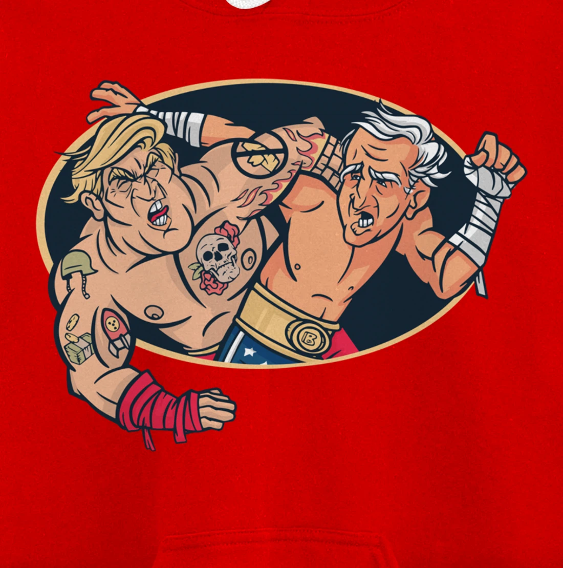Trump Vs Biden Wrestling Pullover Hoodie