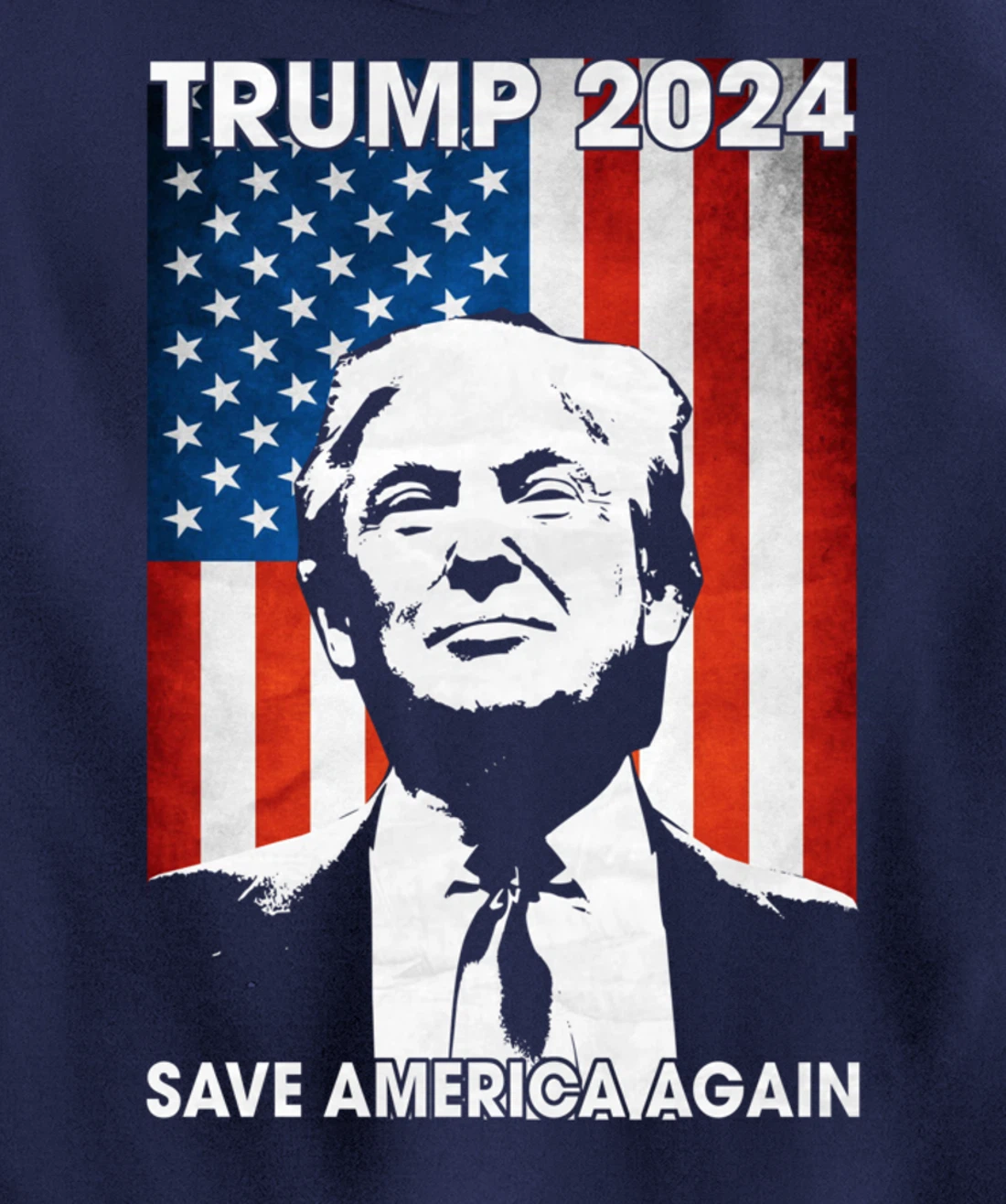 American Flag Trump 2024 Save America Again Patriotic Pullover Hoodie