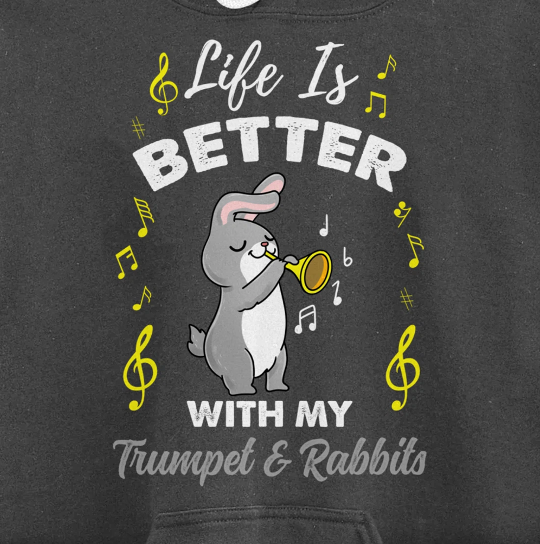 Life Is Better With My Trumpet And Rabbits Pullover Hoodie