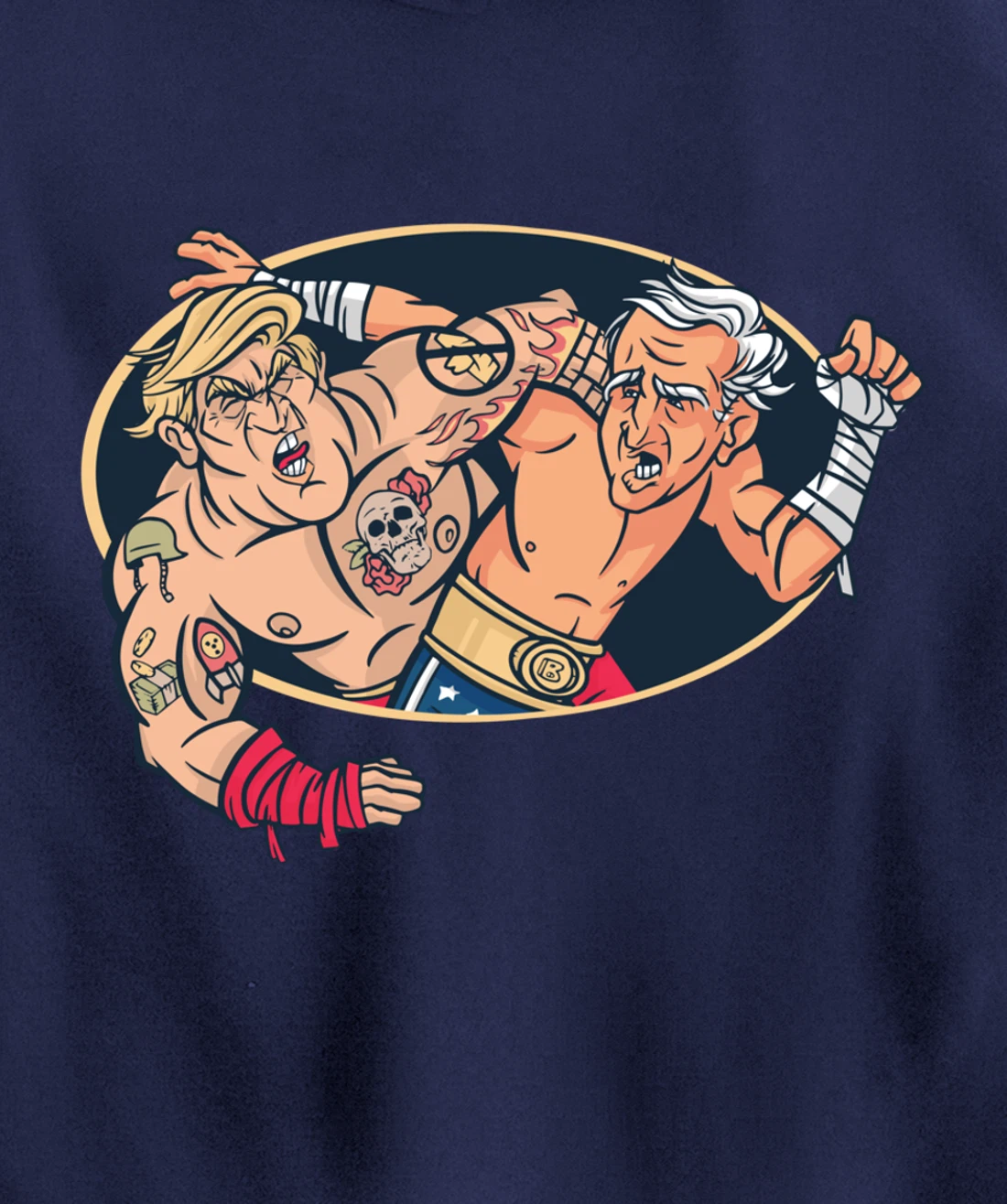 Trump Vs Biden Wrestling Pullover Hoodie