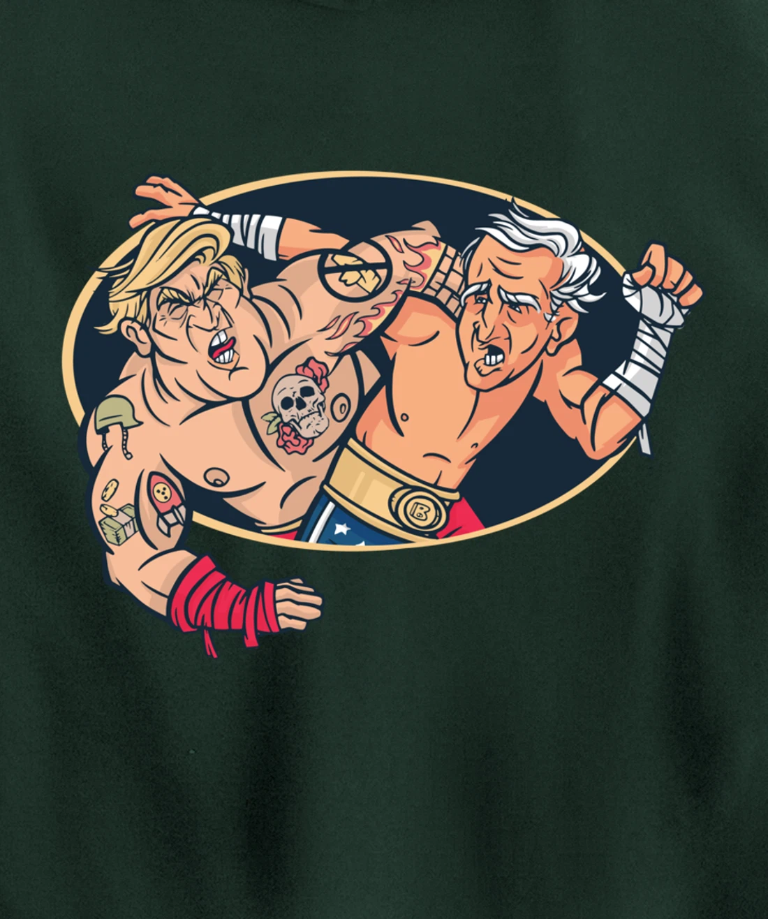 Trump Vs Biden Wrestling Pullover Hoodie