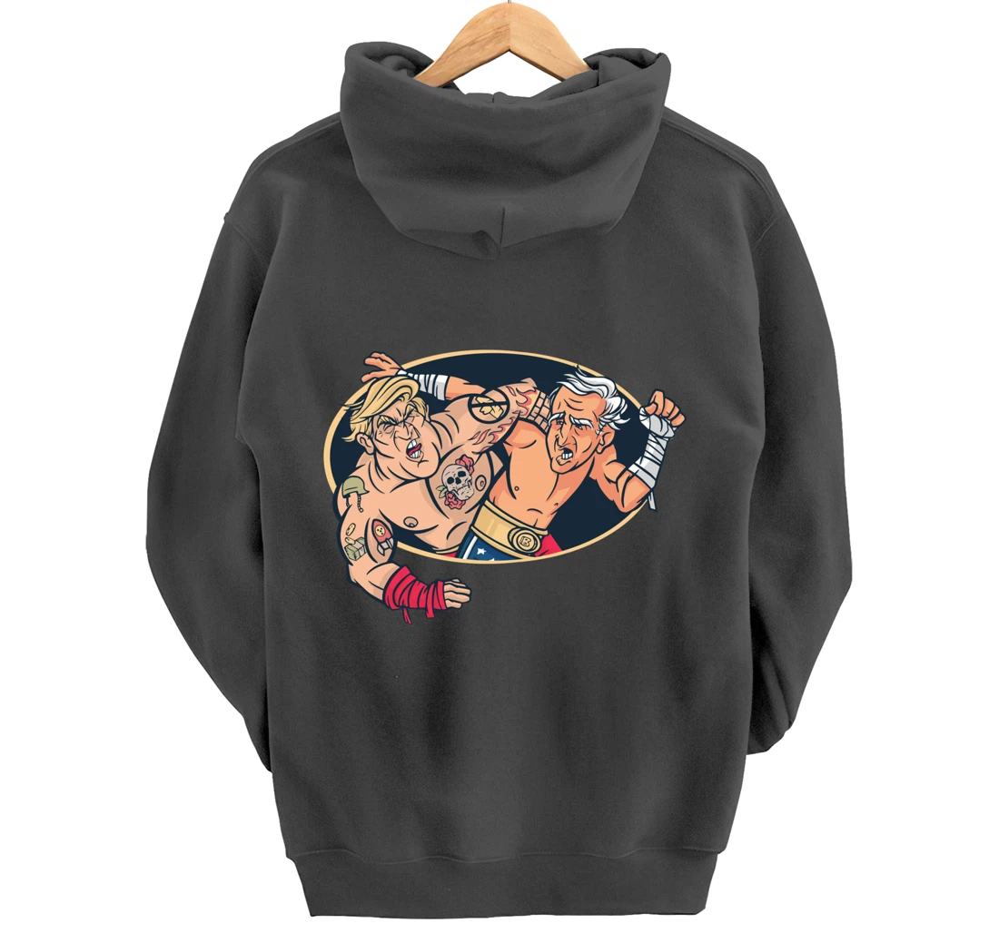 Trump Vs Biden Wrestling Pullover Hoodie