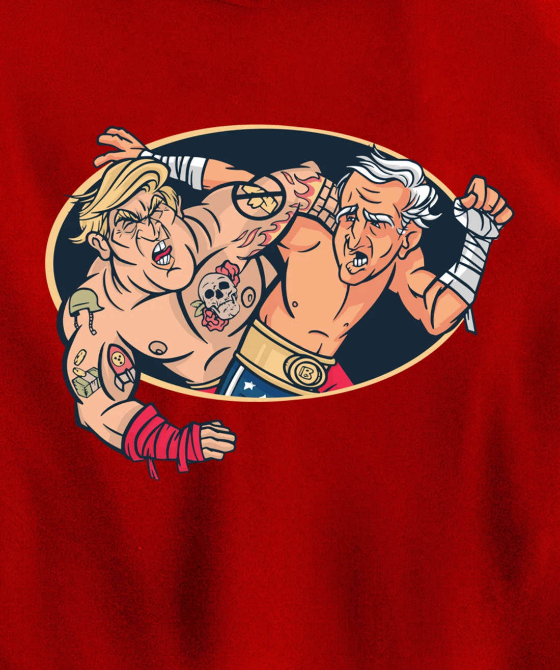 Trump Vs Biden Wrestling Pullover Hoodie