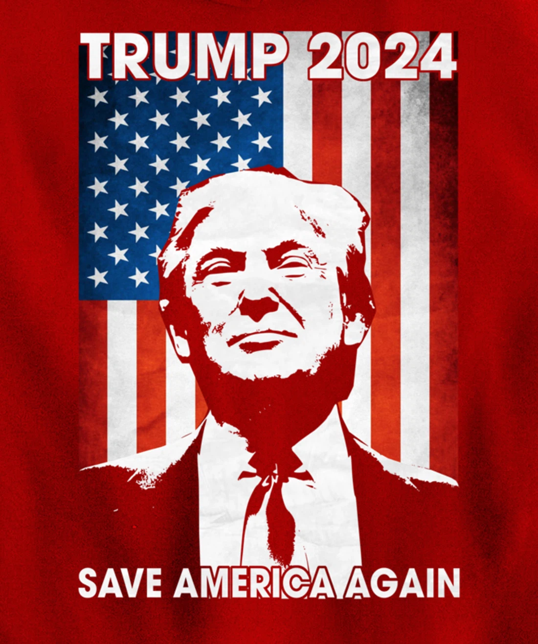 American Flag Trump 2024 Save America Again Patriotic Pullover Hoodie