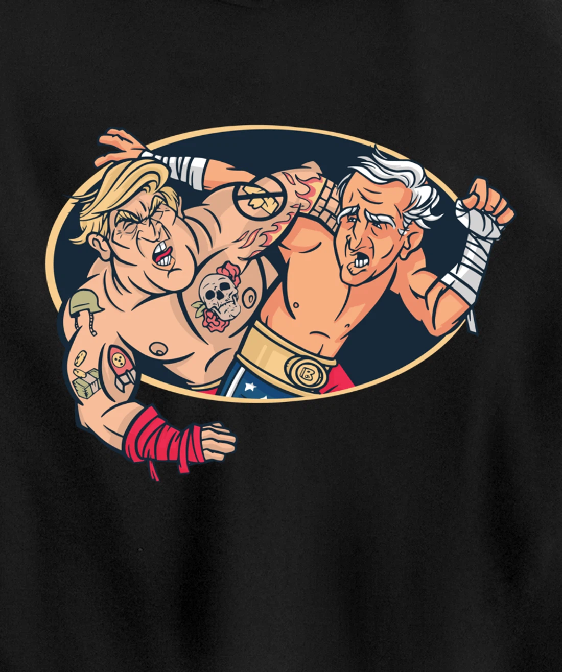 Trump Vs Biden Wrestling Pullover Hoodie