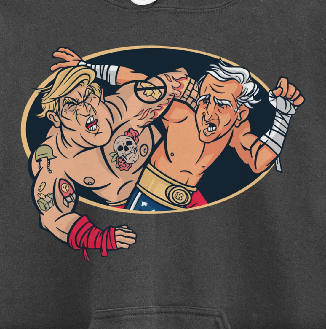 Trump Vs Biden Wrestling Pullover Hoodie