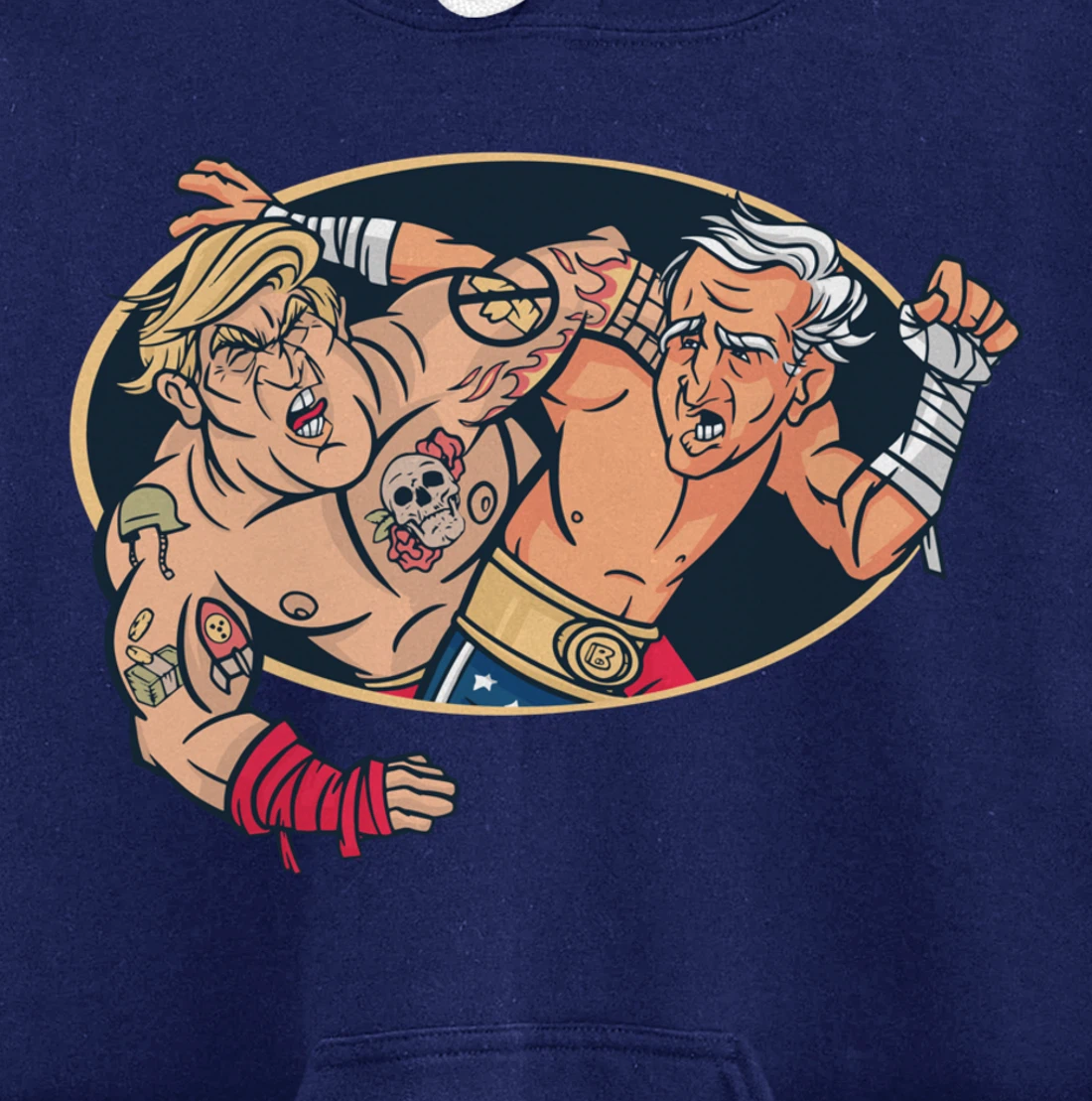 Trump Vs Biden Wrestling Pullover Hoodie