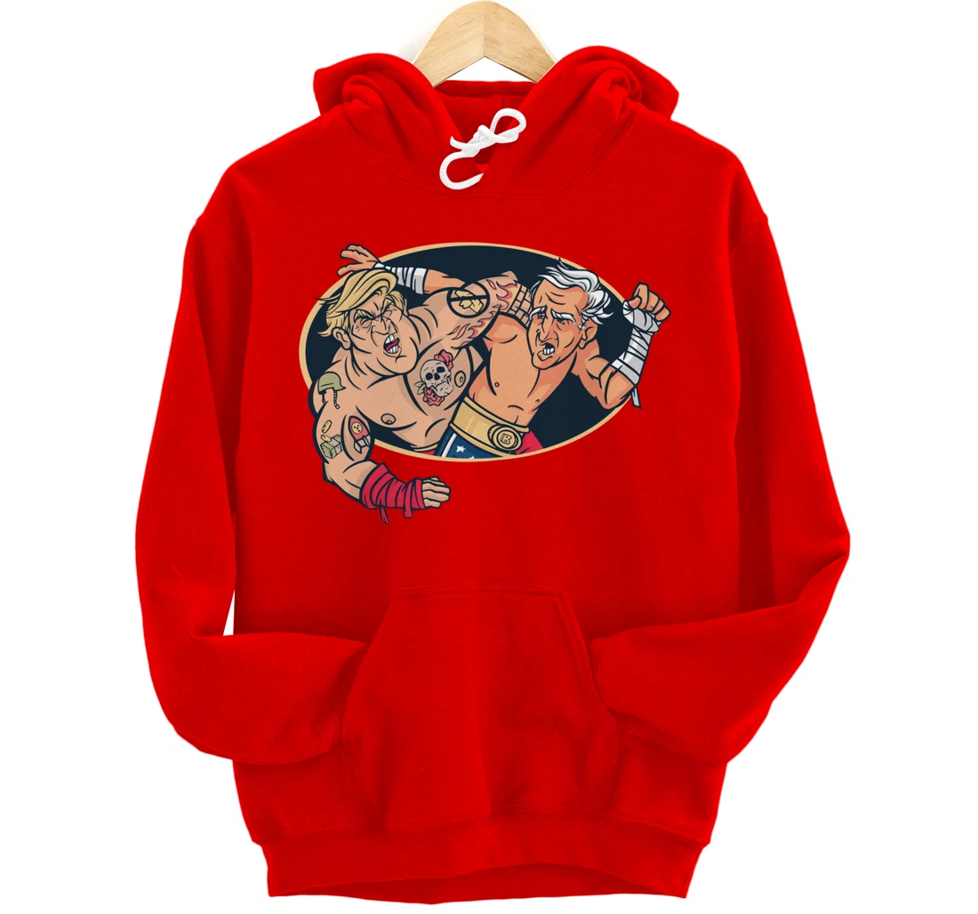 Trump Vs Biden Wrestling Pullover Hoodie