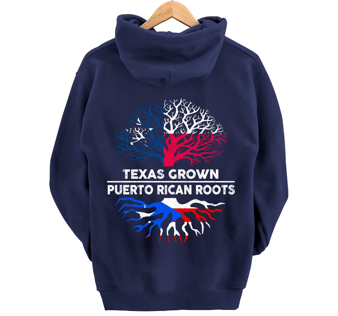 Texas Grown with Puerto Rican Roots Tree USA Puerto Rico Pullover Hoodie